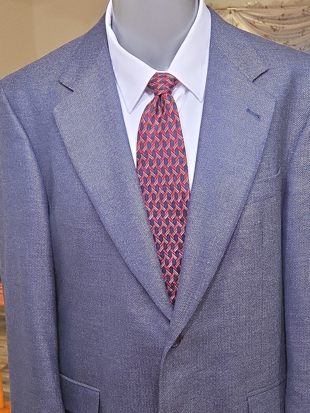 Murano Wool Blue Herringbone Sport Coat Size 44 R